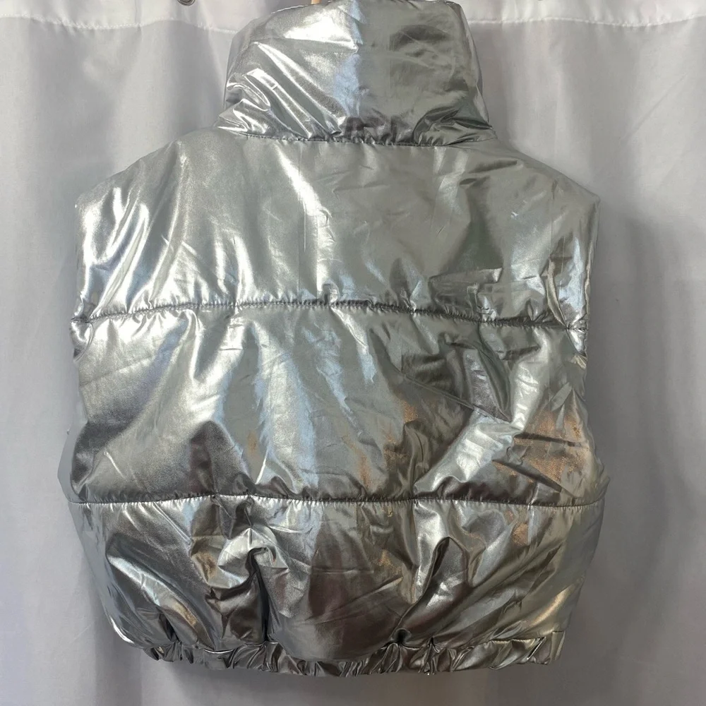 Puffer Vest | Cropped Silver Bikercore - Picture 3 of 9